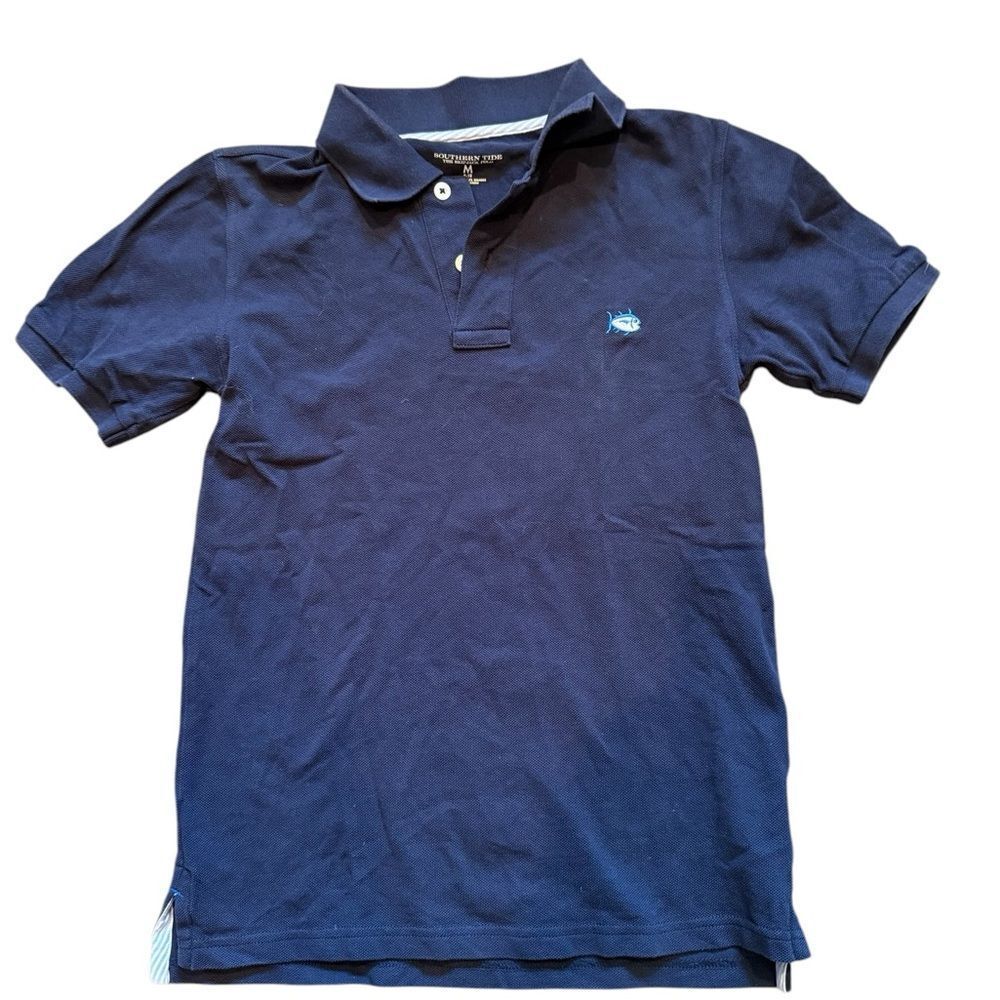 Southern Tide Medium (8-10) Boys Navy Blue Polo Shirt Non Smoking